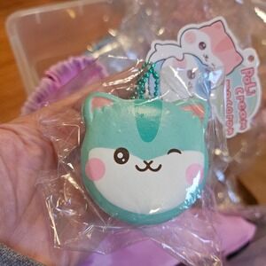 Poli Squishies Hamster Cream Macaron Cookie Squishy Blue Slow Rising New Kawaii